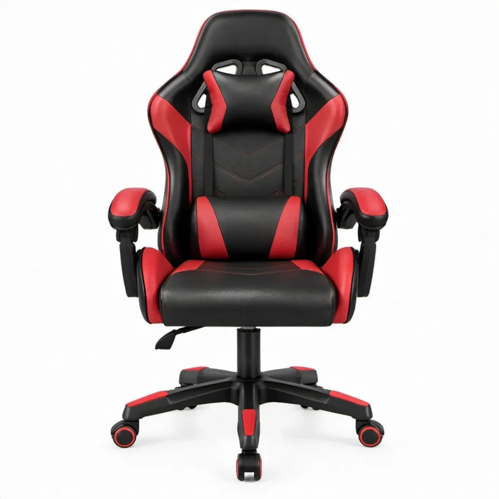 Ergonomische verstelbare gamingstoel van PU-kunstleer, zwart/rood, 65 x 65 x 118-128 cm
