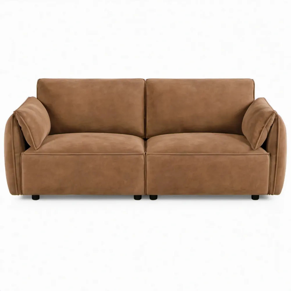 Cognacbruine 2-zitsbank 170 x 95 x 85 cm met zwarte poten