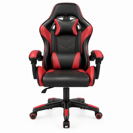 Ergonomische verstelbare gamingstoel van PU-kunstleer, zwart/rood, 65 x 65 x 118-128 cm