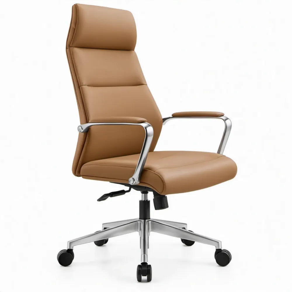 Ergonomische bureaustoel met hoge rugleuning, verstelbare hoogte 66 x 68 x 116-126 cm, cognacbruin