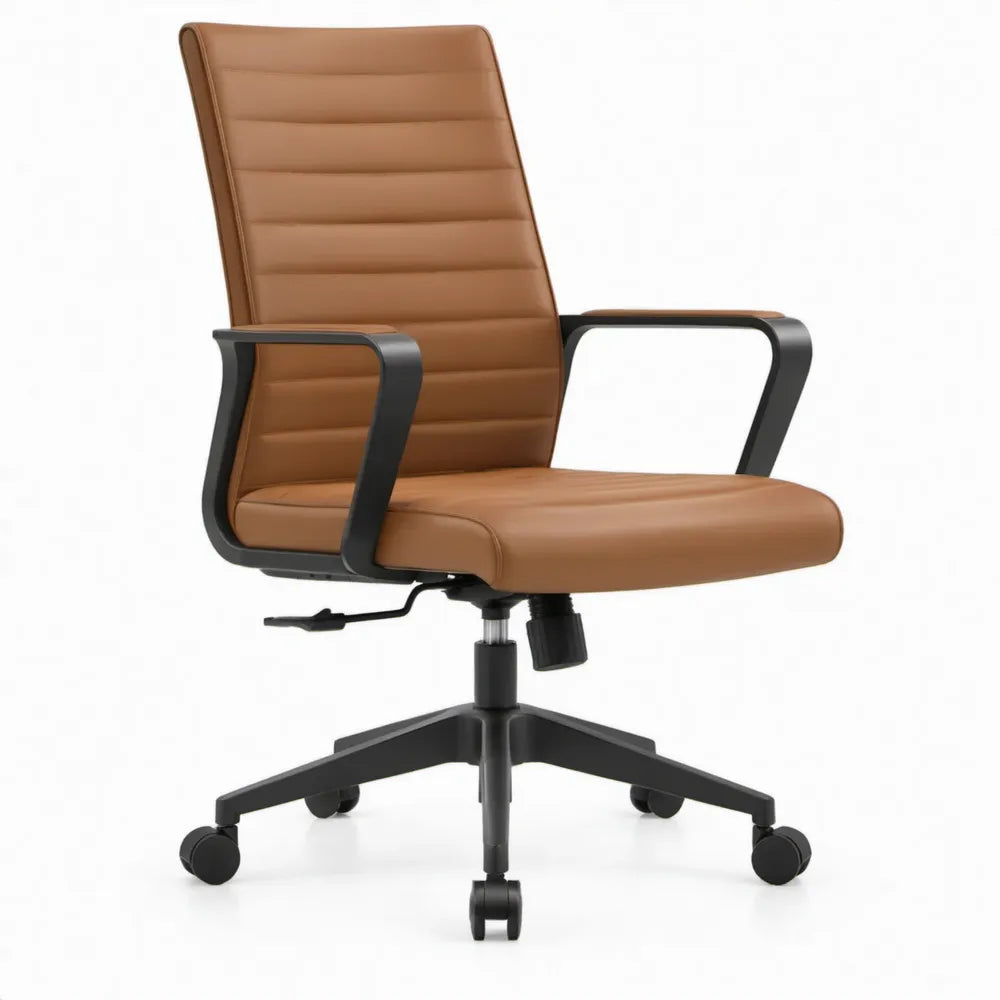Verstelbare draaistoel met hoge rugleuning, bruin/zwart, 64 x 64 x 112-122 cm