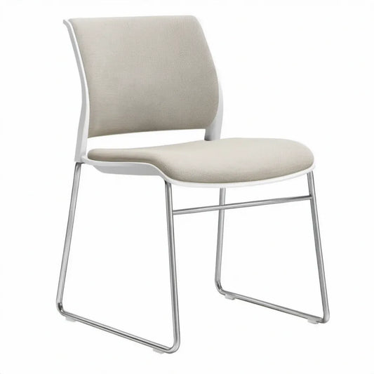 Vergaderstoel met sledeframe, lichtgrijs en chroom, 55 x 55 x 82 cm
