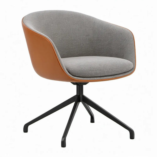 Draaibare bureaustoel met armleuningen in grijs, cognac en zwart – 65 x 62 x 80 cm